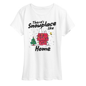 Women's - Peanuts - Theres Snowplace Like Home Short Sleeve Graphic T-Shirt - 1 of 4