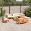 vidaXL 9 Piece Patio Sofa Set with Cushions - Wax Brown Solid Wood Pine - 3 of 4