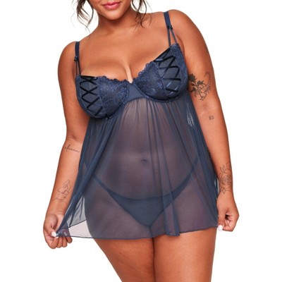 Adore Me Women's Ella Babydoll Lingerie 40d / Jet Black. : Target