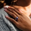 EVERLY JEWELRY  | 10K White Gold 6 1/10 CT TGW Created Blue Sapphire Created White Sapphire Fashion Ring - 4 of 4
