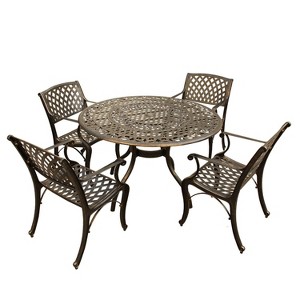 5pc Outdoor Dining Set: Weather-Resistant, 48" Table, Chairs - Oakland Living - 1 of 4