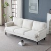 83'' Faux Leather 3-Seater Sofa with Nailhead Trim, Rolled Arms and Wooden Legs - 2 of 4