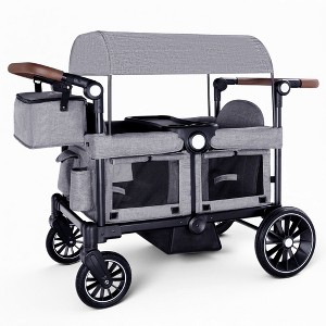 Kinder King Folding Wagon Stroller for 2 Kids, Adjustable Handle, All-Terrain Shock-Absorbing Wheel, Detachable Tray, Diaper Bag - 1 of 4