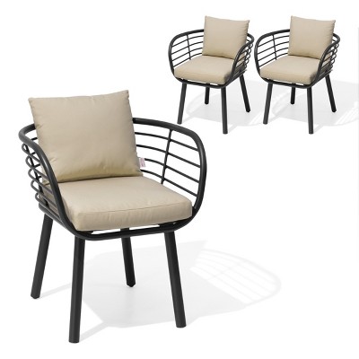 Crestlive Products Aluminum Patio Dining Chairs Outdoor Dining Armchair With Sunbrella