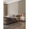 Modern White Nightstand with 2 Drawers, Glass Desktop, Charging Station and LED Lights - Ideal Bedside Table for Bedroom - 3 of 4