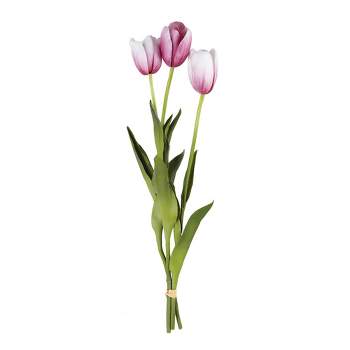 Plum & Post Faux (Fake) French Tulips 24", Bundle Of 3