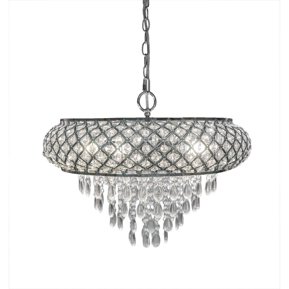 Photos - Chandelier / Lamp 14.25" Tiered Crystal Glass Hanging Chandelier Chrome - River of Goods