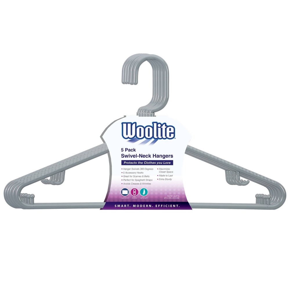 UPC 633125177656 product image for Woolite 5pk Swivel Neck Hangers Gray | upcitemdb.com
