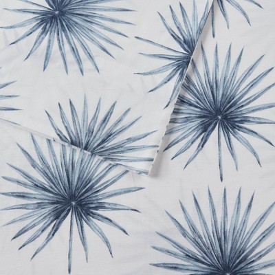 Blue Palmetto Cotton Percale Full Sheet Set