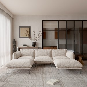 Velvet Modular Sectional Sofa with Chaise,111" Modern U-Shaped Couch for Living Room,8" High Metal Legs, Easy to Clean, Brown - 1 of 4