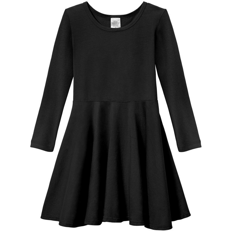 City Threads USA-Made Girls Soft Cotton Jersey Long Sleeve Twirly Skater Dress, 1 of 6