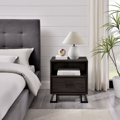NicBex Nightstand with Drawers,1pc Side Table with Wood Frame,bedside Table for Bedroom,Living Room,Brown/Black/White/Gray