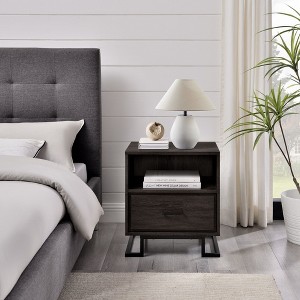 NicBex Nightstand with Drawers,1pc Side Table with Wood Frame,bedside Table for Bedroom,Living Room,Brown/Black/White/Gray - 1 of 4