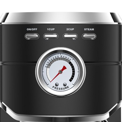 Casabrews Black Stainless Steel Automatic Espresso Machine with Steam Wand