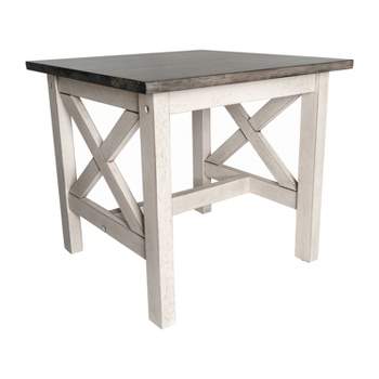 Flash Furniture Jasper Farmhouse Style Solid Wood End Table with Traditional Crisscross Accents