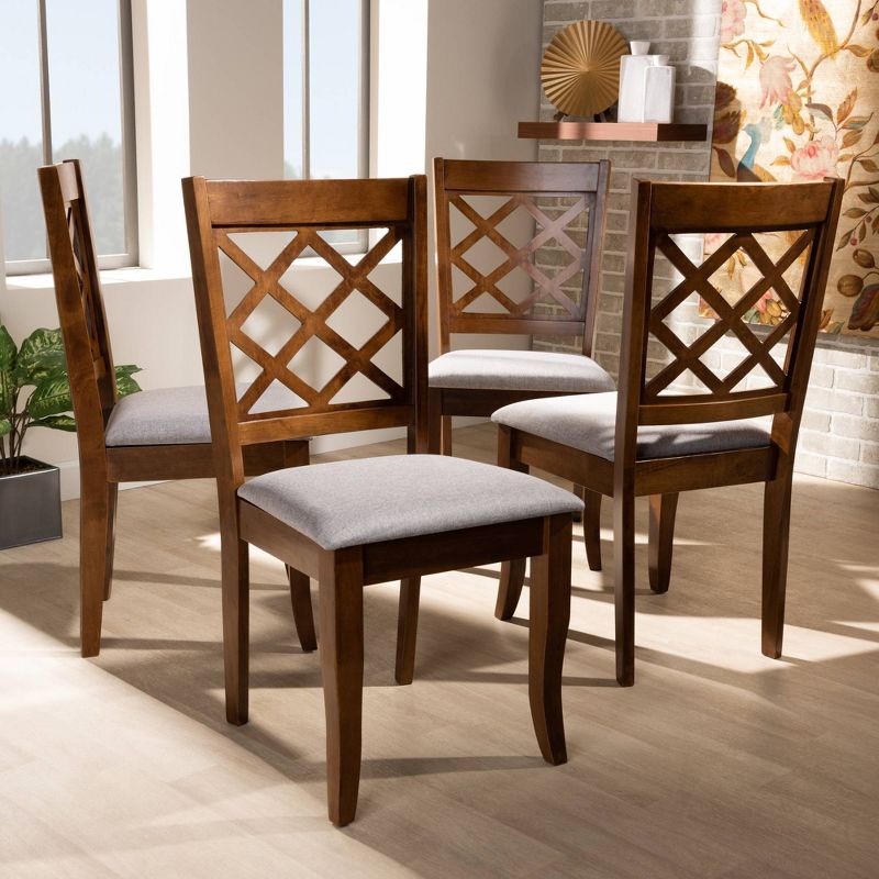 Set of 4 Brigitte Dining Chair Gray/Walnut - Baxton Studio: Modern Upholstered, Foam-Padded Comfort, Wood Frame, 6 of 8