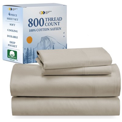 Luxury Bed Sheets Set - 800 Thread Count 100% Cotton Sheets, Deep Pocket, Soft, Cool & Breathable by California Design Den