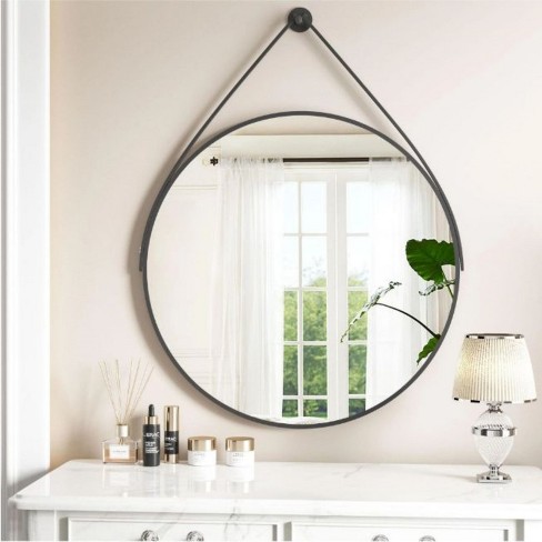 Homlux Round Wall Mounted Mirror 24"x24", Black : Target