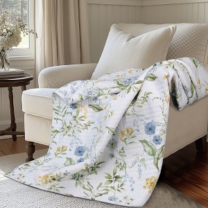 Viviana Blue Quilted Throw - Levtex Home - 1 of 4