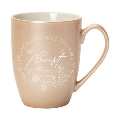 Elanze Designs Florists Saving Relationships Since The Dawn Of Time Pearlescent Sand 10 ounce New Bone China Coffee Cup Mug