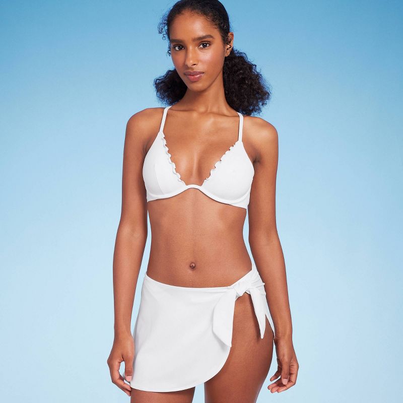 Women's Faux Sarong Skirtini Bikini Bottom - Shade & Shore™ White, 4 of 9