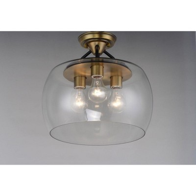 Elegant Goblet-Inspired 3-Light Semi-Flush Mount in Bronze & Antique Brass