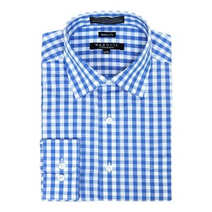 Marquis Men's Gingham Checkered Long Sleeve Modern Fit Shirt, Size - S To 3XL - 1 of 3