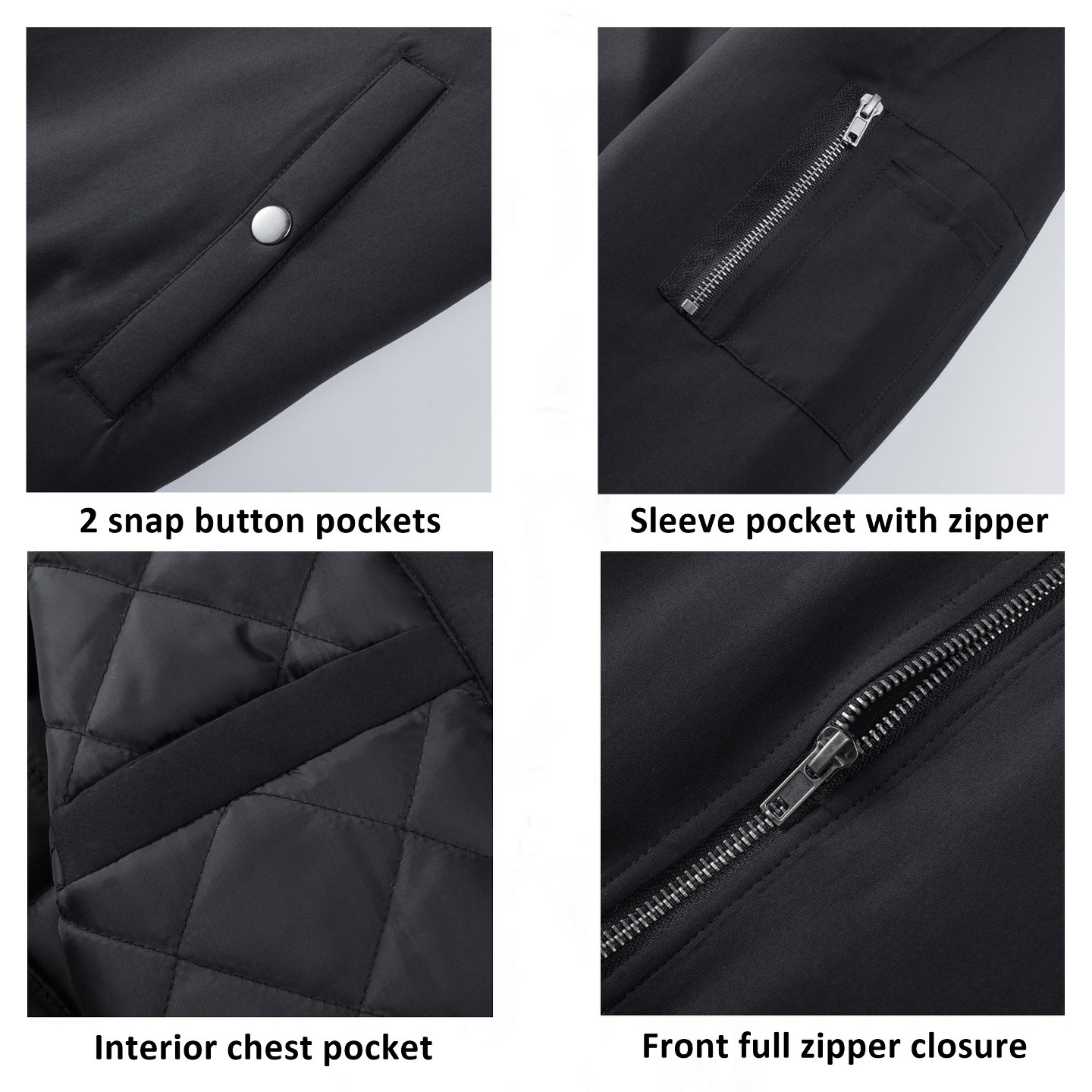 Мужская куртка Alpine Swiss Damon Bomber Jacket Warm Quilted Flight Jacket with Pockets – Stylish Windbreaker for Casual & Layering Versatile Outerwear — фото 3