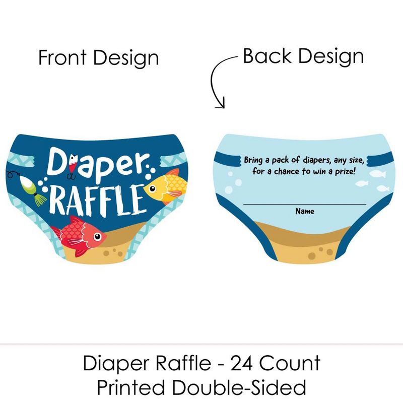Big Dot of Happiness Let's Go Fishing - Diaper Shaped Raffle Ticket Inserts - Fish Themed Baby Shower Activities - Diaper Raffle Game - Set of 24, 2 of 5
