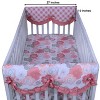 Bacati - Watercolor Floral Coral Gray Set of 2 Small Side Crib Rail Guard Covers - 3 of 4