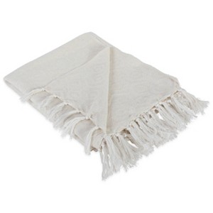 50"x60" Hexagon Throw Blanket White - Design Imports: Cotton Woven, Hypoallergenic, Midweight Fabric, Machine Washable - 1 of 4