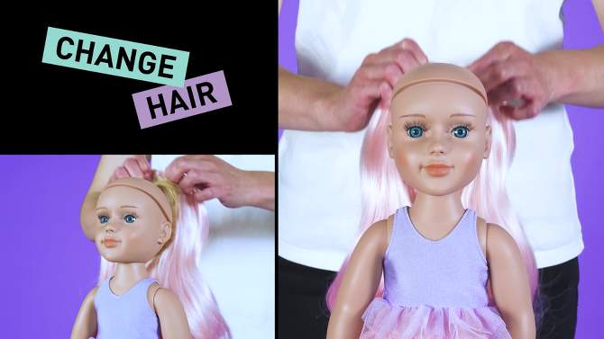 I&#39;M A GIRLY Mia 18&#34; Fashion Doll with Cotton Candy Pink Interchangeable Wig to Style, 2 of 9, play video