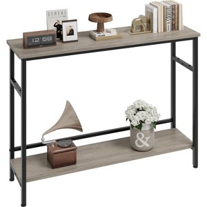 40 Inch Entryway Table, 2-Tier Industrial Console Sofa Table with Storage, Accent Table, for Entry, Hallway, Entrance, Foyer, U-Shaped Metal Frame - 1 of 4