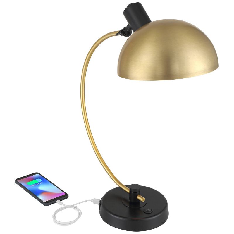 Possini Euro Design Modern Mid Century Desk Lamp 28 1/2" Tall Warm Gold Black with Dual USB Charging Ports for Bedroom Living Room Office Reading Home, 3 of 10