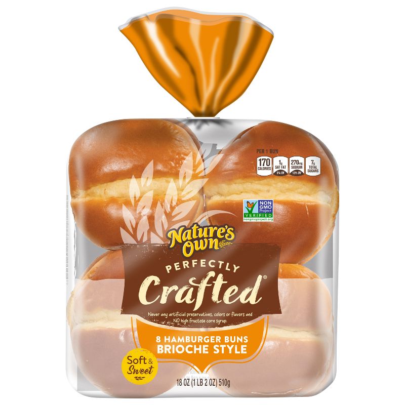 Nature&#39;s Own Perfectly Crafted Brioche Hamburger Bun - 18oz, 1 of 9