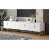 ORRD Modern TV Stand for TVs up to 80", Media Console with 4 Geometric Doors & Adjustable Shelves, Gold Handles,White - 4 of 4