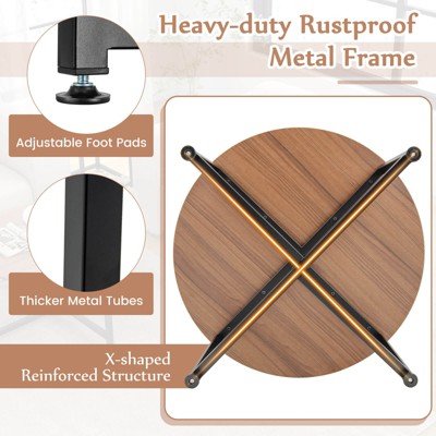 Walnut and Black 3-Piece Coffee Table Set with Metal Frame