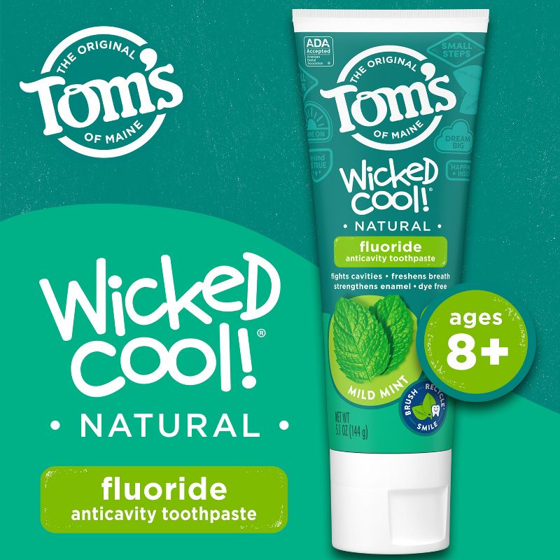Tom's of Maine Mild Mint Wicked Cool! Anti-cavity Toothpaste - 5.1oz, 4 of 10