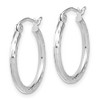 Black Bow Jewelry 2mm 10k White Gold Diamond Cut Round Hoop Earrings, 20mm (3/4 Inch) - 2 of 4