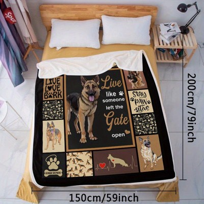 Luxurious German Shepherd Flannel Throw Blanket Cozy Digital Print Christmas Gift.