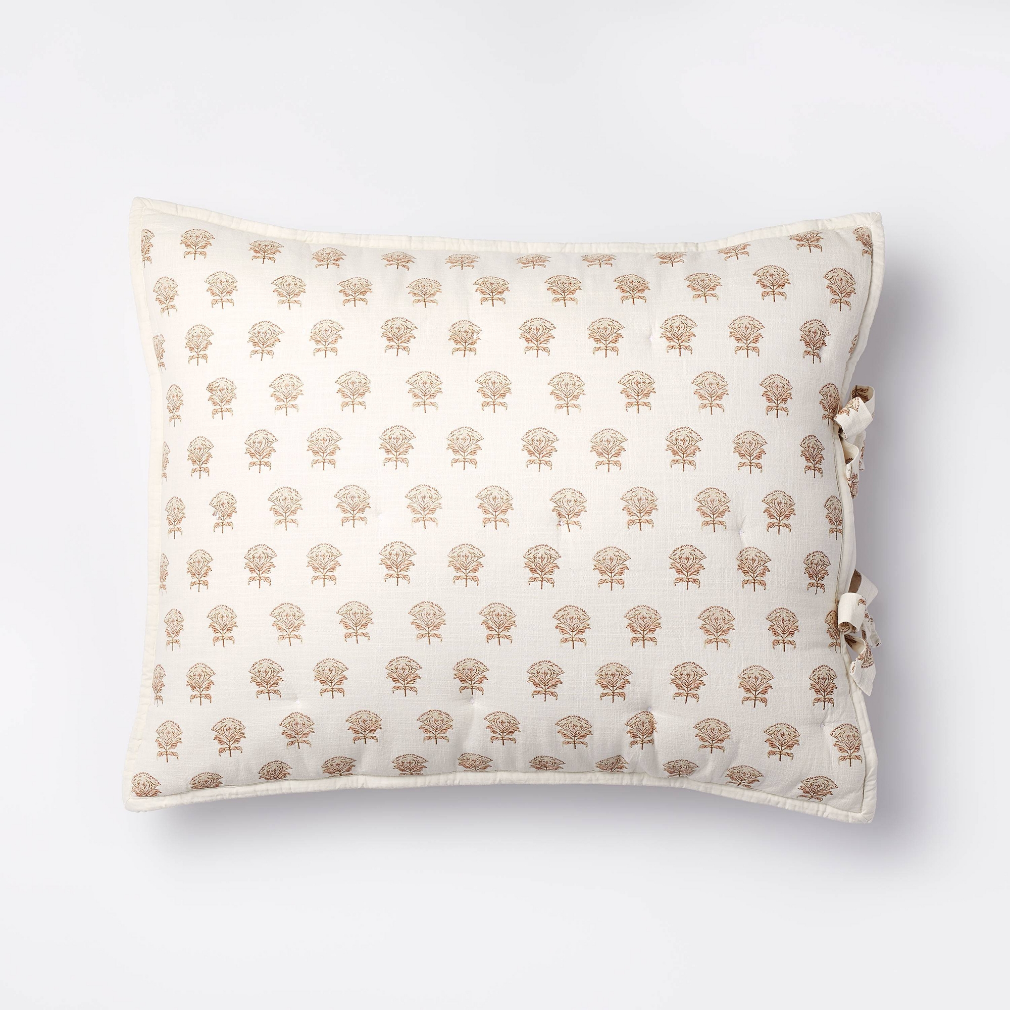 Standard Lofty Cotton Slub Woodblock Print Floral Quilt Sham White/Mauve – Threshold™ designed with Studio McGee: OEKO-TEX Certified