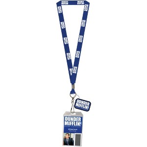 The Office Lanyard ID Badge Holder Dunder Mifflin Lanyard Dwight or Michael Clear - 1 of 3