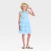 Girls' Sleeveless Embroidered Bodice Tiered Skirt Dress - Cat & Jack™ Blue - 3 of 3