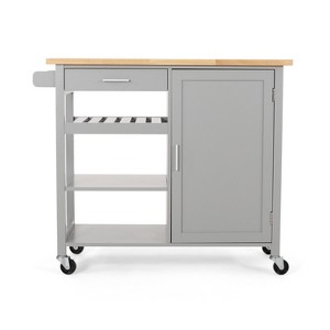 GDFStudio Carmelina Contemporary Wooden Kitchen Cart with Wheels - 1 of 4