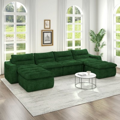 Compression Modular Sofa-Modern Beanbag Style, No Assembly Required, Green