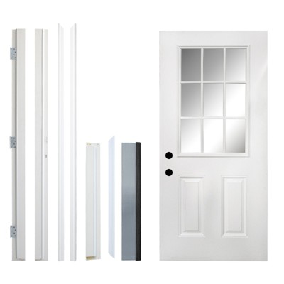 PexFix 36"x80" 6-Lite 2-Panel Fiberglass Composite Door White Right Hand Inswing Entrance Door Exterior Front Entry Doors With 4-9/16 Frame