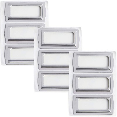 Bright Creations 9 Pack Metal Clip Label Holders Bookplates Self Adhesive Tags, White 2.2 x 1 in