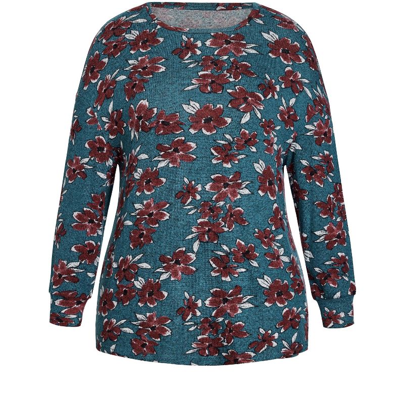 Women's Plus Size Soft Touch Floral Top - green | EVANS, 5 of 7