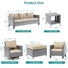 Sonkuki 8-Piece Patio Conversation Set with Swivel Rocking Chair and Side Table, Navy Blue Cushion - 3 of 4