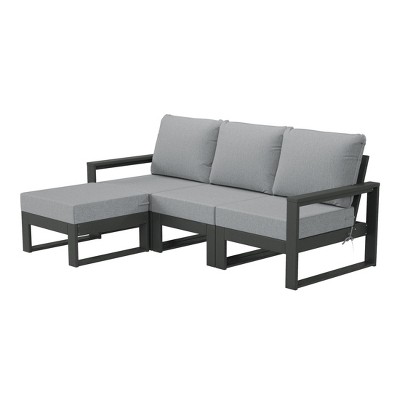 WestinTrends Montara 4-Piece Outdoor HDPE All-Weather Modern Deep Seating Patio Sofa Sectional Set with Waterproof Cushions